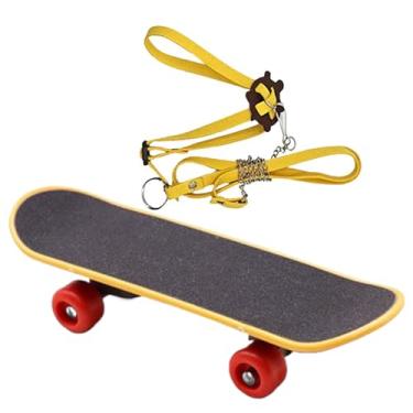 Imagem de Conjunto de corda de tartaruga e skate | Arreio de brinquedo de tartaruga pequena e skate, acessórios ajustáveis, réptil, treinador engraçado para camaleões, dragões barbudos, iguanas pequenas