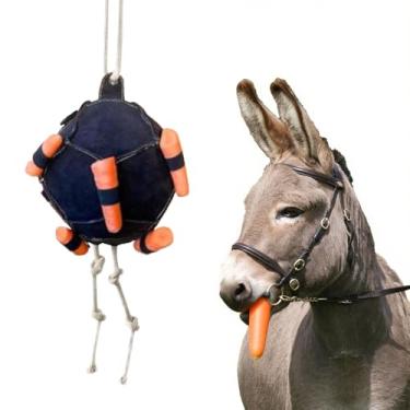 Imagem de Brinquedos para cavalos - alimentador de bolas de cenoura de alimentação lenta | Engraçado interativo para alívio de estresse para gado de fazenda de cavalos Evite o tédio ovelhas alimentando cabras