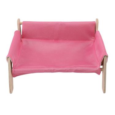 Imagem de RiToEasysports Sofá-cama para Gatos, sofá de Madeira para Gatos, sofá Elevado para Gatos Com Estrutura Robusta e Design Estilo Rede para Decoração de Casa e Poste para Arranhar (Rosada)