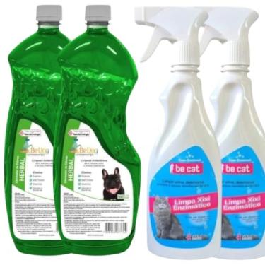 Imagem de Kit 2 Limpa Xixi Enzimático Gato 500ml + 2 Desinfetantes 2L - Herbal - Be Dog