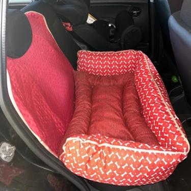 Imagem de Kit Pet 2 Peças, Cama e Protetor Impermeável para Banco Traseiro de Carro com Colchonete, Microfibra Matelada (Vermelho)