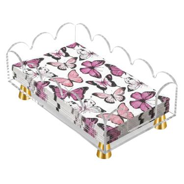 Imagem de Porta-guardanapos de acrílico, porta-guardanapos transparente com almofadas de latão, porta-guardanapos quadrados para cozinha, festa, casamentos e hotel (transparente)