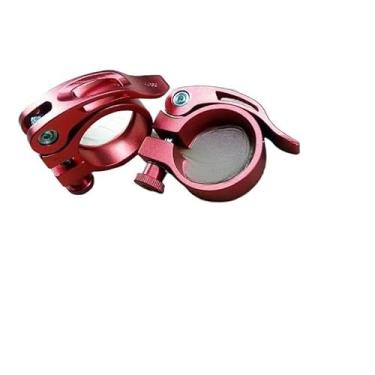 Imagem de 1 par de grampos de assento de bicicleta de montanha braçadeira de tubo de liberação rápida acessórios de tubo de assento de bicicleta de liga de alumínio (vermelho, 34,9 mm-1par)