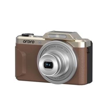 Imagem de Ordro Câmera digital D27 | Zoom óptico 6X | Vídeo Full HD 4K 1080p | Design retrô vintage | Câmera pequena compacta de apontar e fotografar para viagens, vlogging, marrom