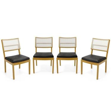 Imagem de Kit Com 4 Cadeiras Milena Madeira Maciça Assentos Estofados Encostos De Tela Sintética Courino Preto 503