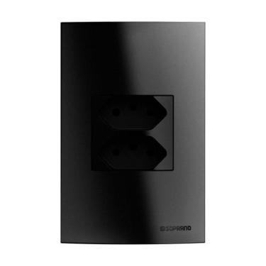 Imagem de Tomada Soprano Brava Up Dupla 2p+T 10A 250V com Placa 4x2 Preto
