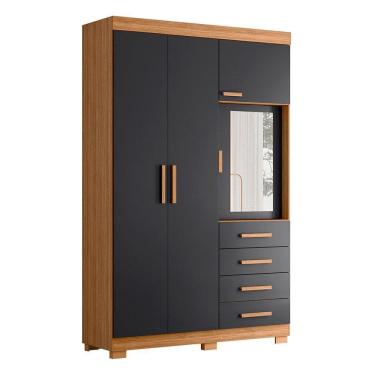 Imagem de Guarda Roupa Virtus Solteiro 4 Portas Com Espelho Albatroz Nature/titanium