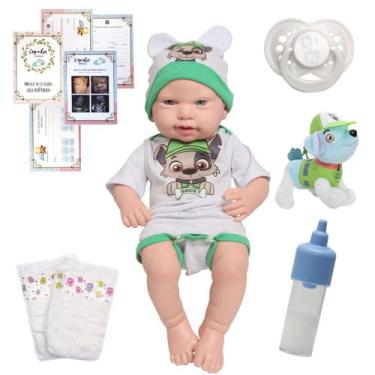Imagem de Bebe Reborn Realista Silicone Menino Kit Patrulha Canina - Cegonha Reb
