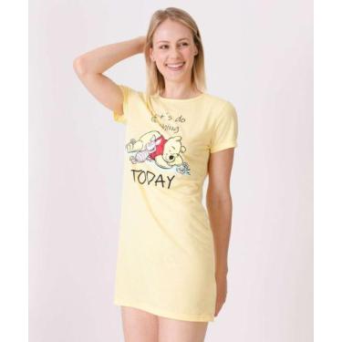 Imagem de Camisola Feminino Ursinho Puff Manga Curta Disney-44000, Amarelo, M