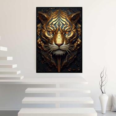 Imagem de Quadros Decorativos com Moldura Folha Dourada e Prata Abstrato Sala Quarto Kit Conjunto 2