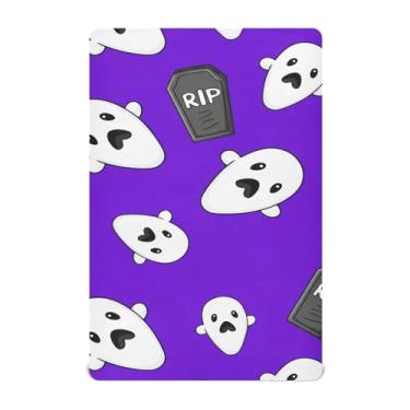 Imagem de Wassud Lençóis de berço respiráveis Halloween Boo, capas de colchão de berço com elástico 71 x 132 cm, neutros para meninos e meninas (serve para berço padrão e pacote e brincadeira)