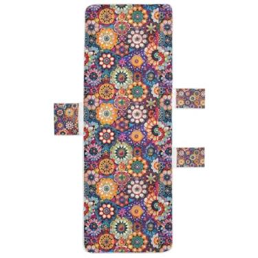 Imagem de STAYTOP Linda capa de toalha de cadeira de salão mandala, capa de espreguiçadeira macia, capas de cadeira de praia com bolsos para jardim ao ar livre, pátio, pátio, banhos de sol, gramado, 215 x 76 cm