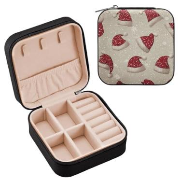 Imagem de Wassud Capa de joias de viagem para mulheres, meninas, senhoras, noiva, mini organizador de joias de couro PU, caixa quadrada de armazenamento de joias para brincos, anéis, colar, pulseiras
