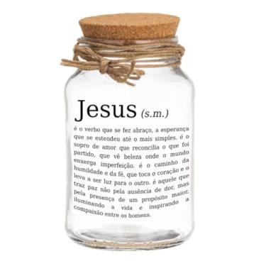Imagem de Pote De Vidro Hermético 500ml Com Tampa De Rolha Para Armazenar Temperos, Biscoitos E Artesanato(Jesus)