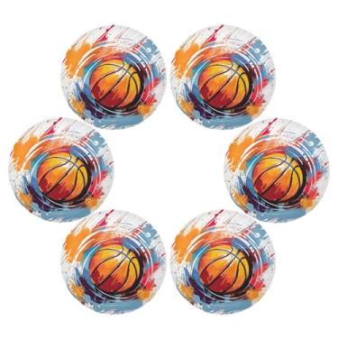 Imagem de Wassud Jogo americano conjunto de 6 tapetes de mesa redonda de basquete para cozinha e jantar, lavável, resistente ao calor, decoração de mesa 39 cm