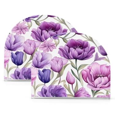 Imagem de Wassud Porta-guardanapos de acrílico tulipas, dispensador de guardanapos de papel moderno em forma de U para mesa, cozinha, sala de jantar, bancada 2 peças (comporta 50-60 guardanapos)