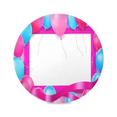 Imagem de Wassud Jogo americano com balões coloridos tapetes de mesa redondos para cozinha e jantar tapetes laváveis resistentes ao calor decoração de mesa 39 cm