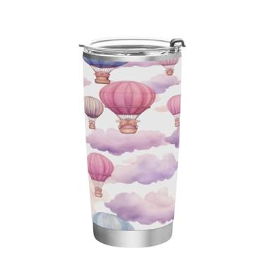 Imagem de Wassud Balões de aquarela 350 ml copo com tampa e canudo aço inoxidável parede dupla copo isolado caneca de café de viagem para bebidas frias e quentes