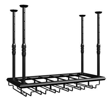 Imagem de Prateleiras de vinho de teto industrial, altura ajustável, taças de metal para vinho, cabide suspenso para taças de vinho, para bares, cozinhas, restaurantes