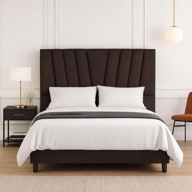 Imagem de Cabeceira Estofada Solteiro 90 Cm Lizza Em Suede Com Frame Cor:marrom