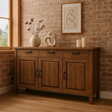 Imagem de Armário Cozinha Balcão 3 Portas Madeira Cantinho Café Suporte Microond