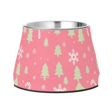 Imagem de Burbuja Tigela de comida de aço inoxidável para cães Christmas Trees para comida e água, antiderrapante para cães médios e gatos, 590 ml