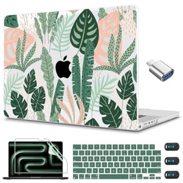 Imagem de CISSOOK Capa compatível com MacBook Pro de 14 polegadas M5 M4 M3 M2 M1, capa rígida com capa de teclado para MacBook Pro 14 2021-2025, folhas de palmeira tropical