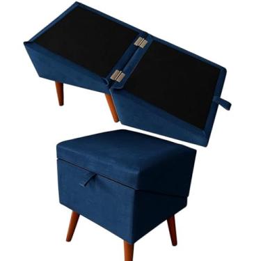 Imagem de Pufe Rampa Pet 2 em 1 para Cachorro e Gato – Ajuda seu Pet a Subir no Sofá com Conforto e Segurança(azul)