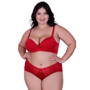 Imagem de Conjunto de Lingerie Plus Size Reforçado Sutiã e Calcinha Cintura Alta