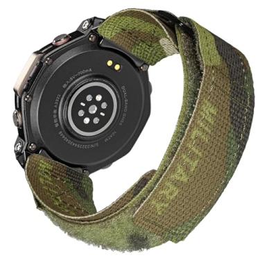 Imagem de HEMSUT Pulseiras de relógio compatíveis com Amazfit T-Rex 3 e T-Rex 3 Pro, pulseira esportiva de nylon resistente, camuflagem militar preta/verde
