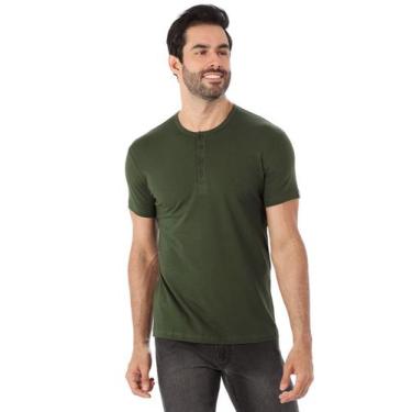 Imagem de Camiseta Masculina Anistia Henley Manga Curta Anistia Militar, Militar