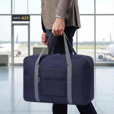 Imagem de Bolsa de viagem leve e dobrável – Mala de mão compacta para viagens noturnas, bolsa unissex para fim de semana, Azul, 17.7 x 12.6 x 6.3 inches, Esportes