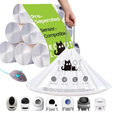 Imagem de Caixa de areia para gatos robô 4 e 3 sacos de lixo, pacote com 180 sacos de caixa de areia automática, sacos de forro de caixa de areia para gatos resistentes 64 x 48 cm