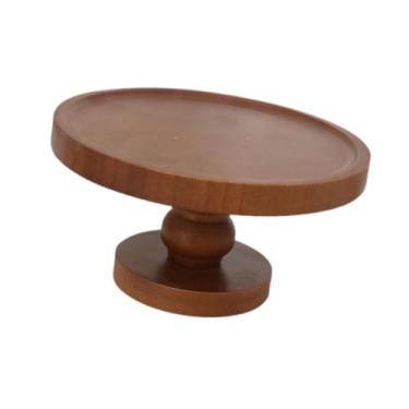 Imagem de AFXGUSD Suporte de Bolo de Madeira, Prato para Bolo com Base, Prato Redondo para Apresentação de Sobremesas com Veios Elegantes E Estrutura Estável para Celeb, Altura 9cm