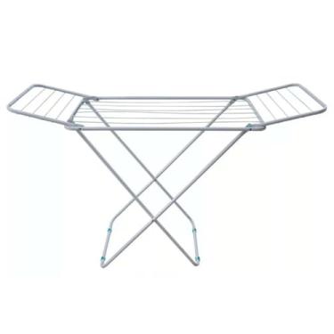 Imagem de Varal de Chão Retrátil com Abas, Aço, Branco, 90x143x50cm, Suporta 12kg, Compacto