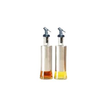 Imagem de Galheteiro para Azeite ou Vinagre, Vidro e Aço Inox, 300ml, Dosador, 26cm Altura x 6cm Diâmetro