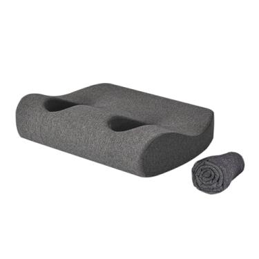 Imagem de AFXGUSD Travesseiro Respirável de Espuma Viscoelástica com Orifício para Orelha, Confortável para Dormir, com Design Portátil para Quem Dorme de Lado, Adequad, Cinza Escuro, Tamanho real