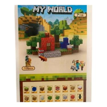 Imagem de 108 Blocos Magnético Brinquedo Kids Criatividade Mine - Genérica