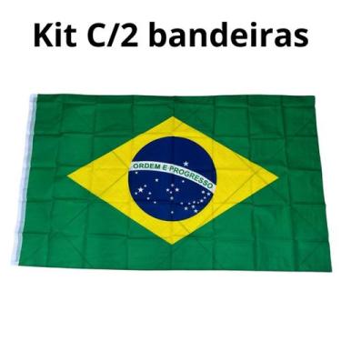 Imagem de Kit C/2 Bandeiras Brasil 150x200 Copa Mundo Tecido Futebol - sm decora