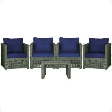 Imagem de Mesa E 4 Poltronas Madri Corda Náutica Estofado 10 Trama Verde