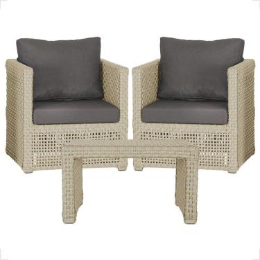 Imagem de Mesa E 2 Poltronas Madri Corda Náutica Estofado 11 Trama Rami
