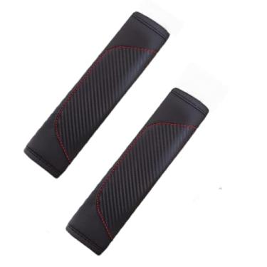 Imagem de 2 peças de capa de cinto de segurança de carro, proteção de ombro de cinto de segurança de fibra de carbono, capa de cinto de segurança universal para proteger seu pescoço, adequada para cinto de