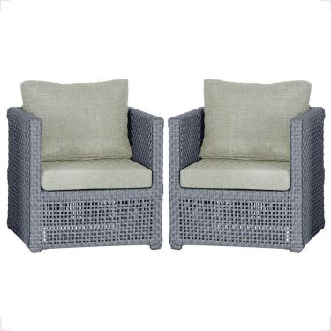 Imagem de 2 Poltronas Madri Alumínio Corda Náutica Estofado 3 Trama Prata