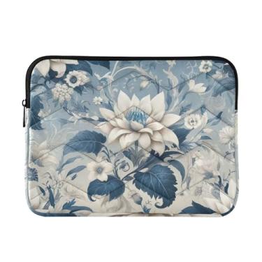 Imagem de Capa protetora acolchoada para notebook floral branca azul à prova de choque 13 capa para laptop