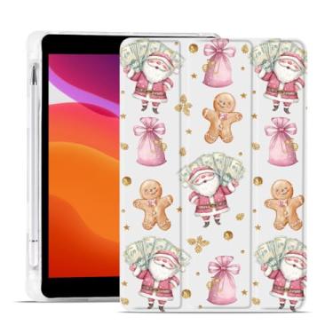 Imagem de MAYCARI Capa de Natal para iPad A16 de 11 polegadas 2025 com suporte para lápis, capa protetora traseira de TPU macio com desenho original de Papai Noel para iPad 10ª geração Auto Sleep/Wake Slim