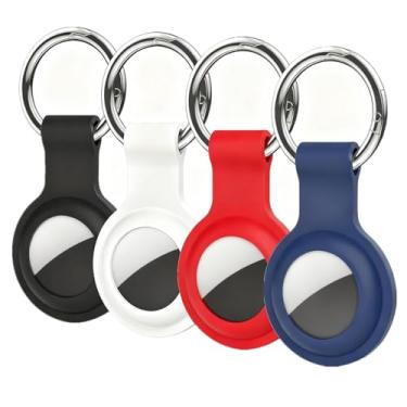 Imagem de Densleonis Compatível com porta-chaves AirTag, pacote com 4, durável para Air Tags, capa com chaveiro, suporte de etiqueta protetora à prova d'água para localizador de chaves, rastreador GPS para