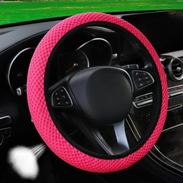 Imagem de Knonip Capa de volante Ice Silk com malha de massagem 3D, capa respirável para o verão, antiderrapante, ajuste universal para roda de 14,5 a 15 polegadas com aderência confortável e absorvente de suor