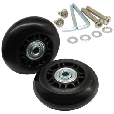 Imagem de Hordion 2 peças de substituição de rodas de bagagem, kits de reparo de roda de borracha preta de 64 x 24 mm, peças de reposição para bolsa de trole, placa de rodízio de skate em linha