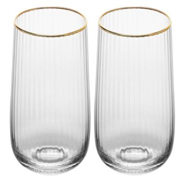 Imagem de Conjunto 2 Copos Altos 450 Ml Lines Fio De Ouro Wolff