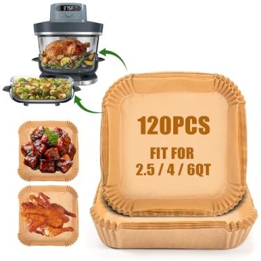 Imagem de Forros de fritadeira Air Fryer para Ninja Crispi Pro, 120 peças descartáveis, acessórios para fritadeira a ar de vidro Ninja Crispi Pro 6 em 1, forro antiaderente para crocante AS101